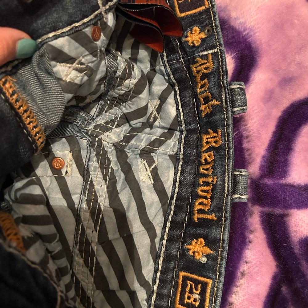Rock Revival Blue Denim with Gray Stripes